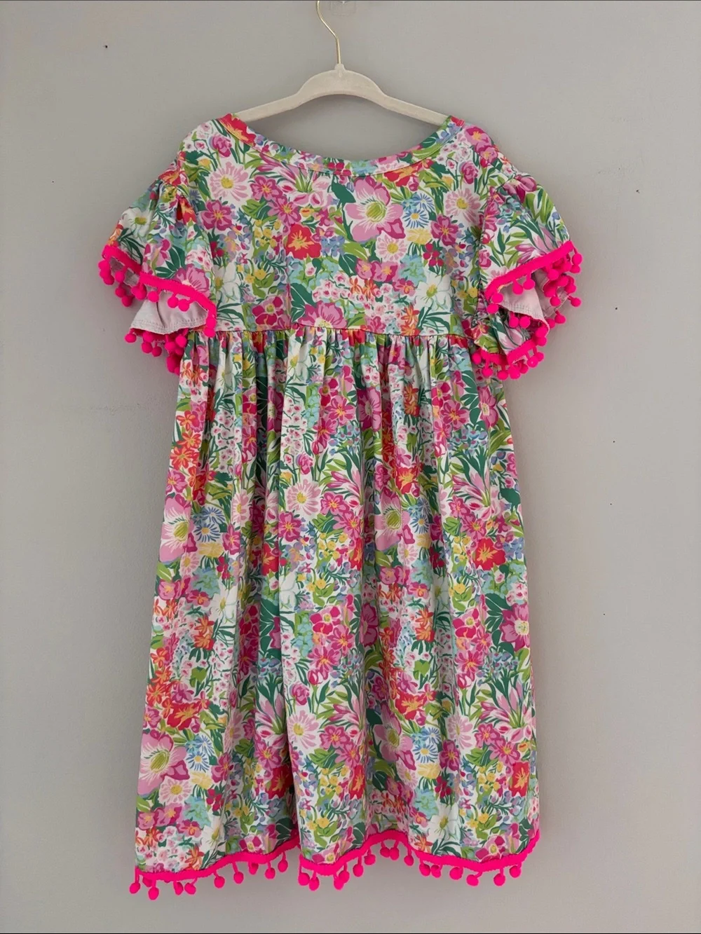 Mila & Rose Floral Pom-Pom Trim Dress